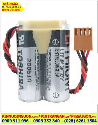 Toshiba 2ER17500V (2 viên ghép đôi); Pin nuôi nguồn PLC Toshiba 2ER17500V lithium 3.6v 5400mAh /X.xứ NHẬT 